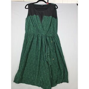 Greylin Silk Dress Green Handkerchief Hem Mini L Large 100% Silk Boho Fairycore